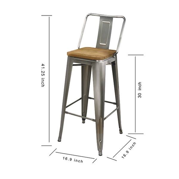 30 inch High Back Metal Stool with Light Wooden SeatSet of 2 Bed
